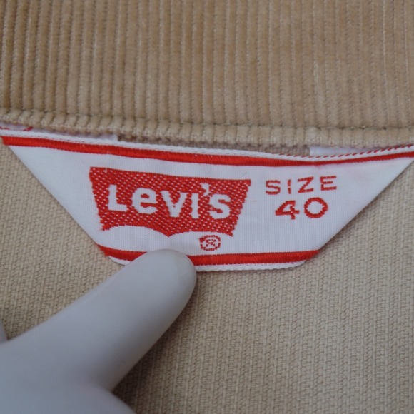 Vintage 70s Levis‎ Corduroy Trucker Jacket Tan Cotton Blend Button Front Size 40 - Picture 5 of 12